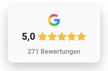 Google-Bewertung 5,0 Sterne aus 271 Bewertungen